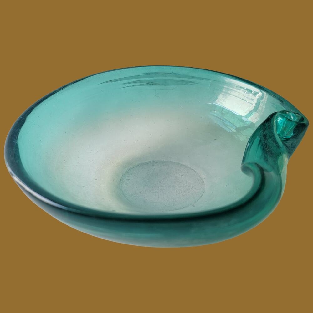 Vintage 1960s Aqua Blue Murano Art Glass Cigar Ashtray or Bowl